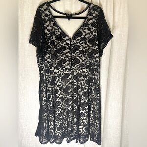 Torrid Black Lace Overlay Nude Event Dress Size 2
